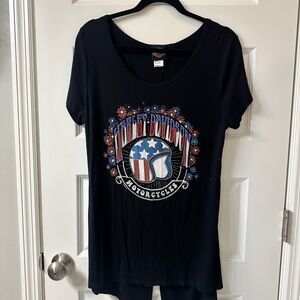 Harley-Davidson Black Tee with Patriotic Graphic